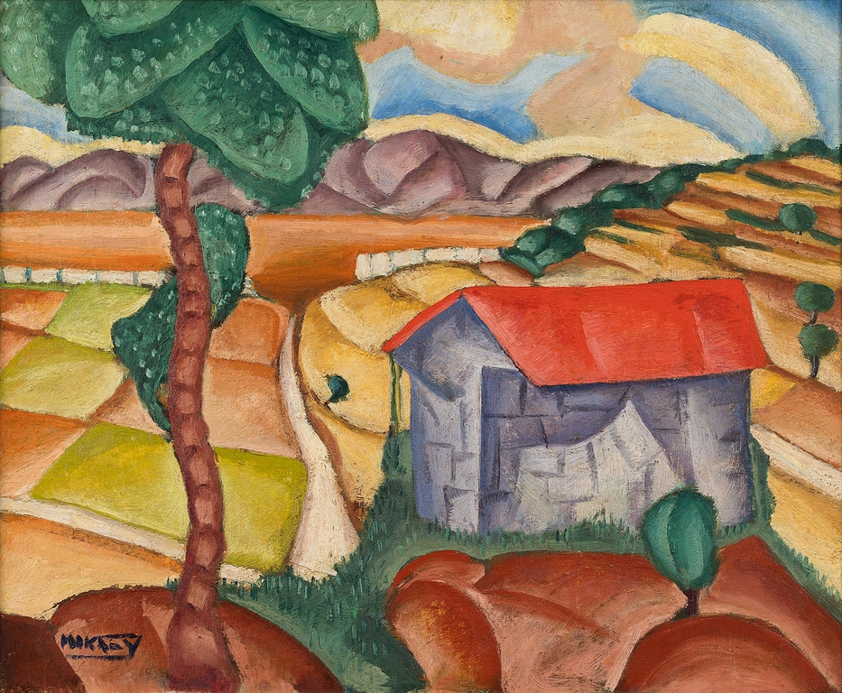 משה מוקדי, נוף עם בית ועץ, 1923
